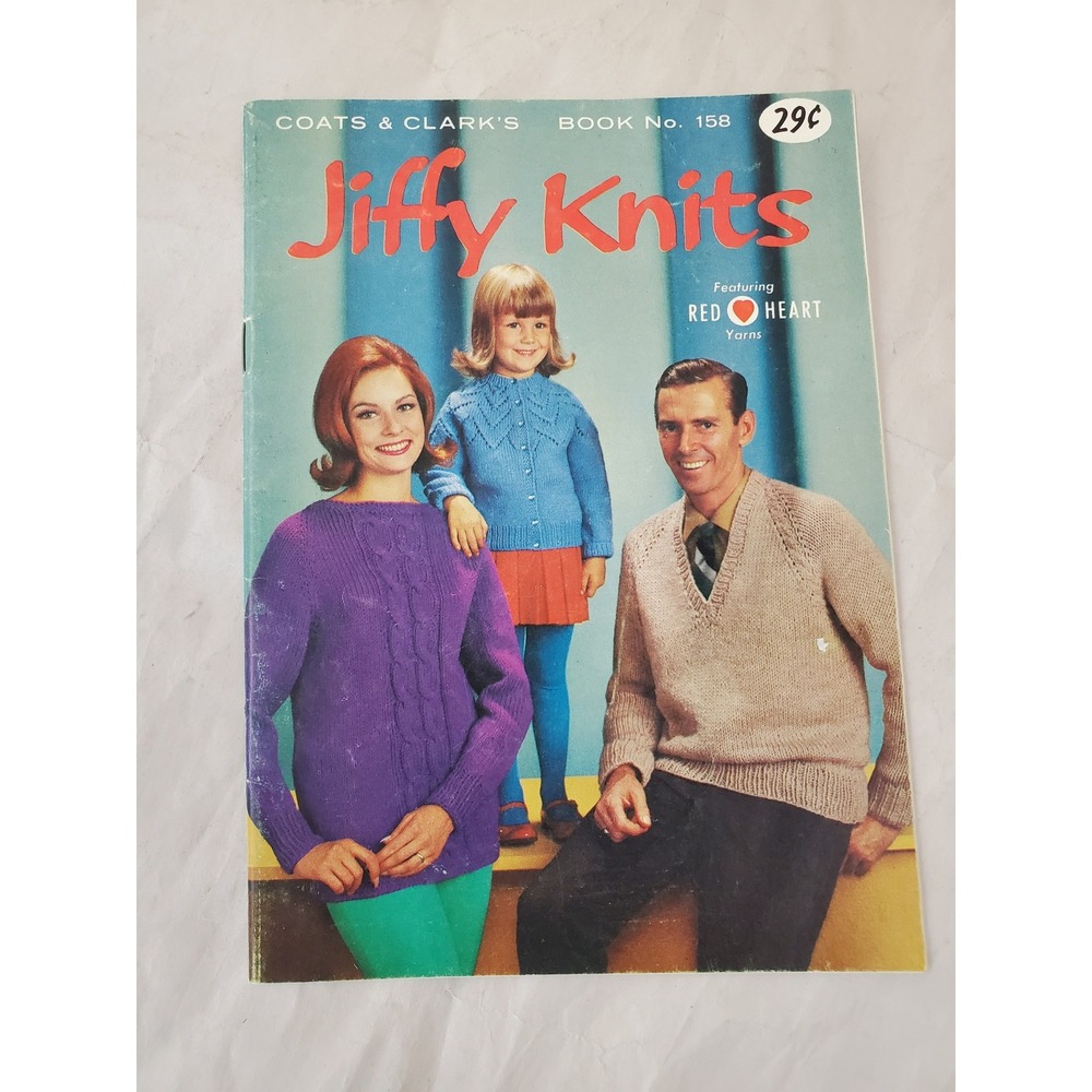 Vintage 1965 Coats & Clark Knitting Pattern B-485 Raglan Cable Pullover Booklet
